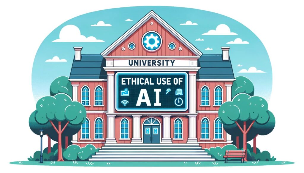 University building with Ethical Use of AI on front